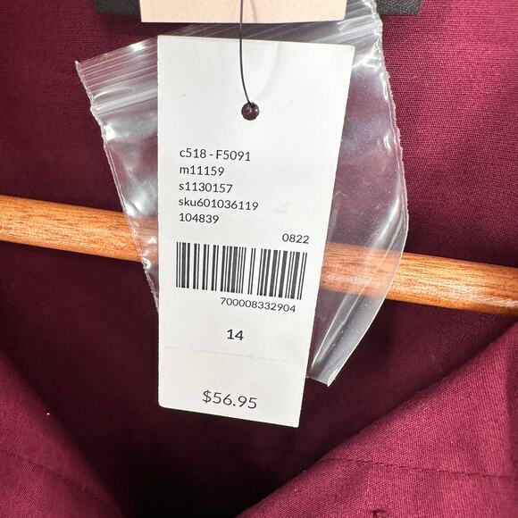 LANE BRYANT NWT Maroon No-Peek Collection Button Down Shirt // 14 - Picture 5 of 7